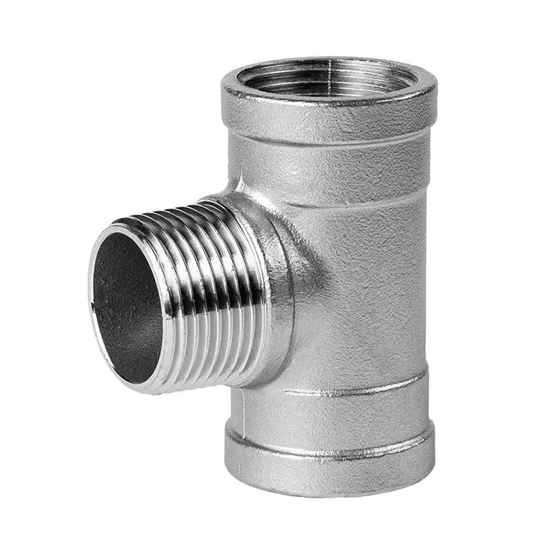 BSP Threaded Stainless Steel Jalu-Awewe-Jalu Pipa Tee