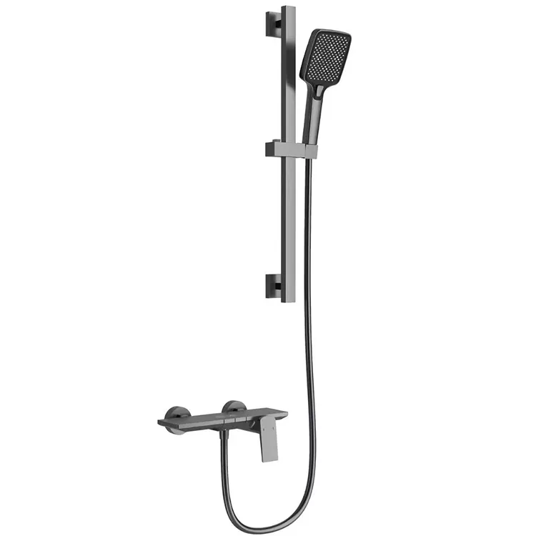 Gunmetal Gray Square Pancuran Siapkeun Jeung Adjustable Geser Bar