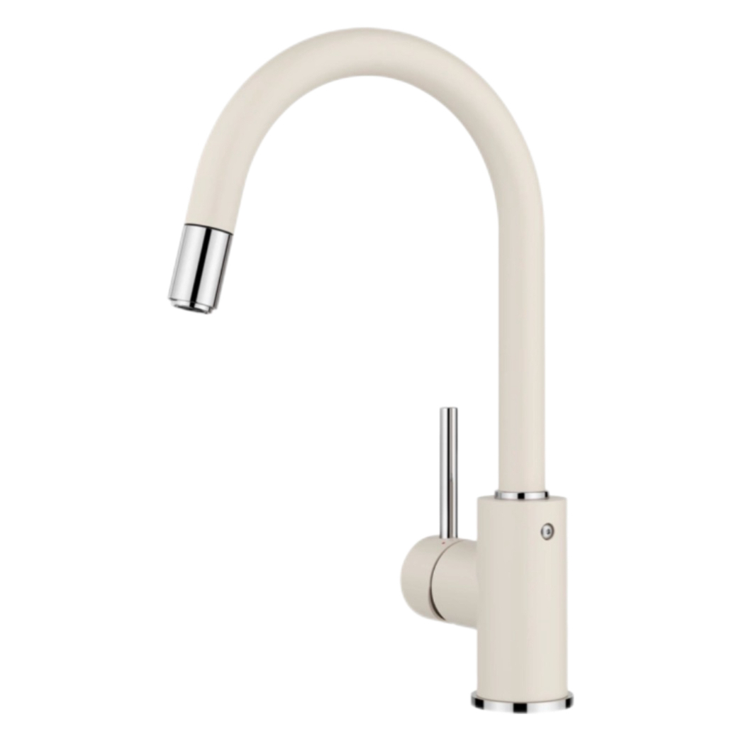 Minimalis Gooseneck Panas Jeung Tiis Dapur Tarik-Out Keran Minimalis Gooseneck Panas Jeung Tiis Dapur Tarik-Out Keran
