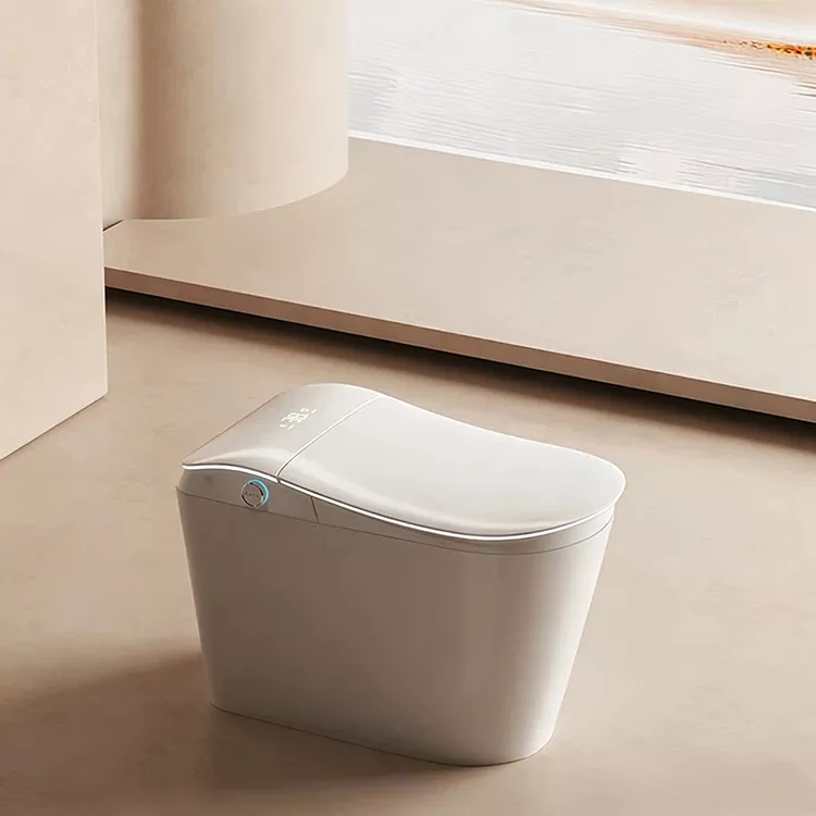 Toilet Smart Sareng Saringan Cai Bawaan sareng Siram Diaktipkeun Foot